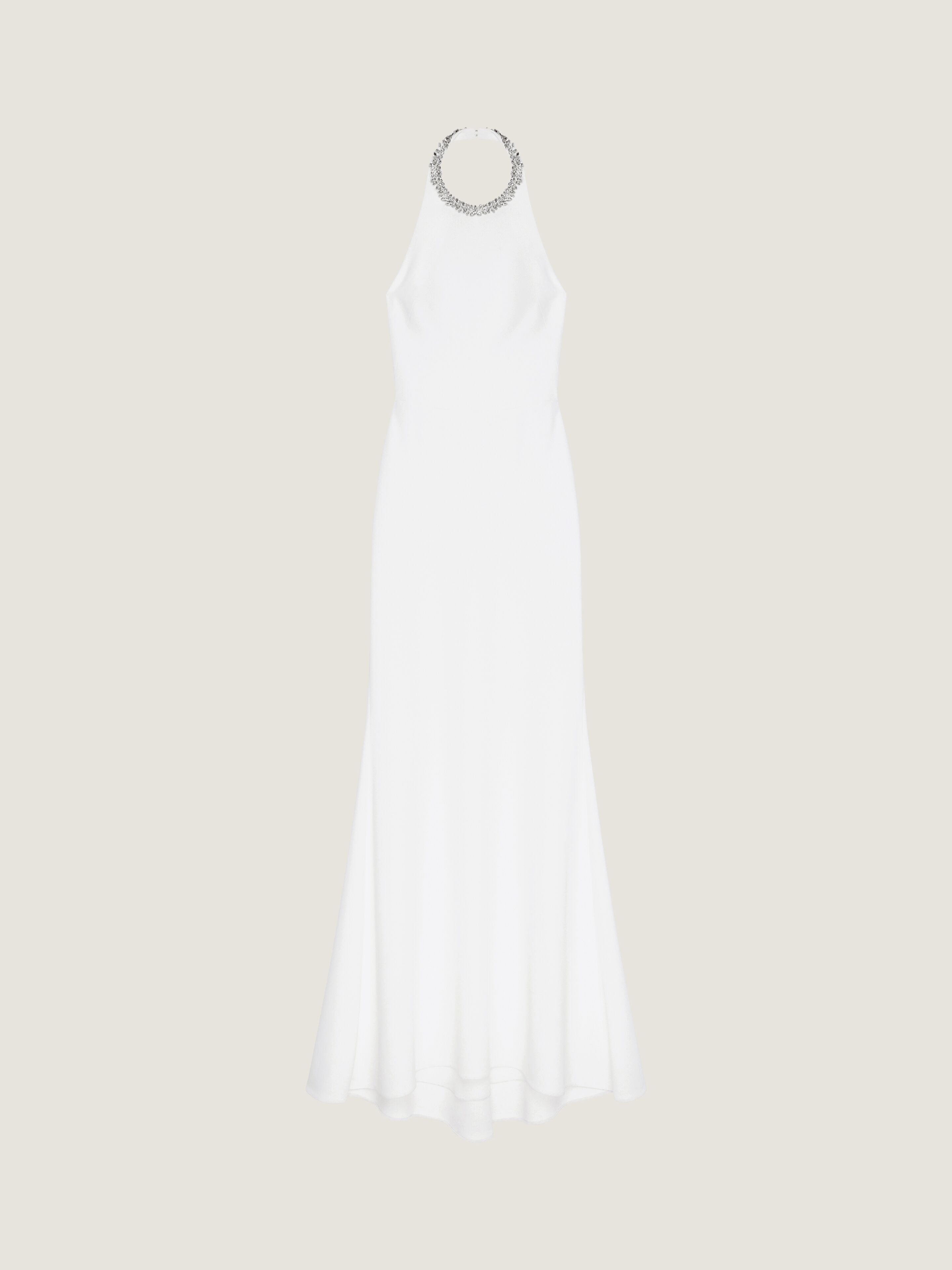 Halter neck evening dress with crystals